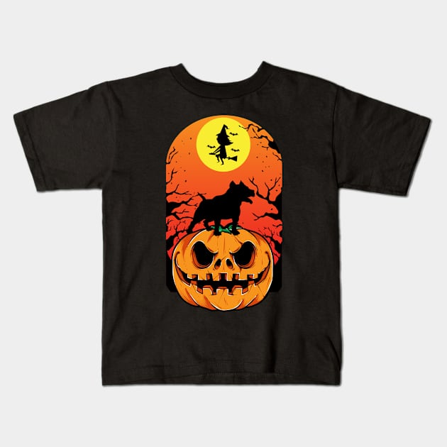 Pitbull Halloween Puppy Pumpkin Kids T-Shirt by madani04